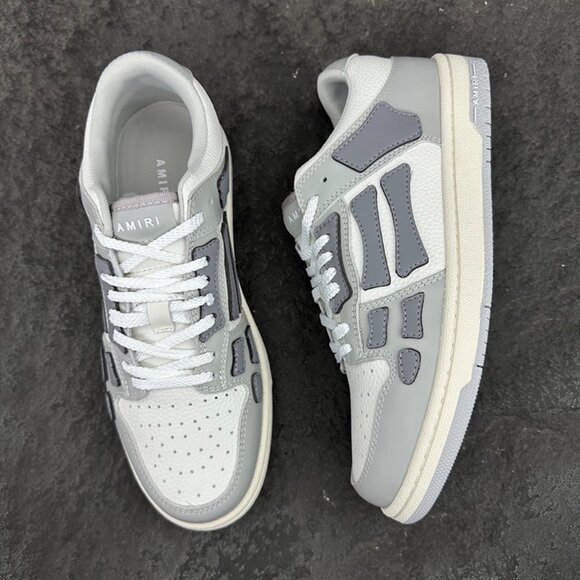 Amiri White And Grey Colorblock Low-Top Leather Sneakers - Picture 6 of 16